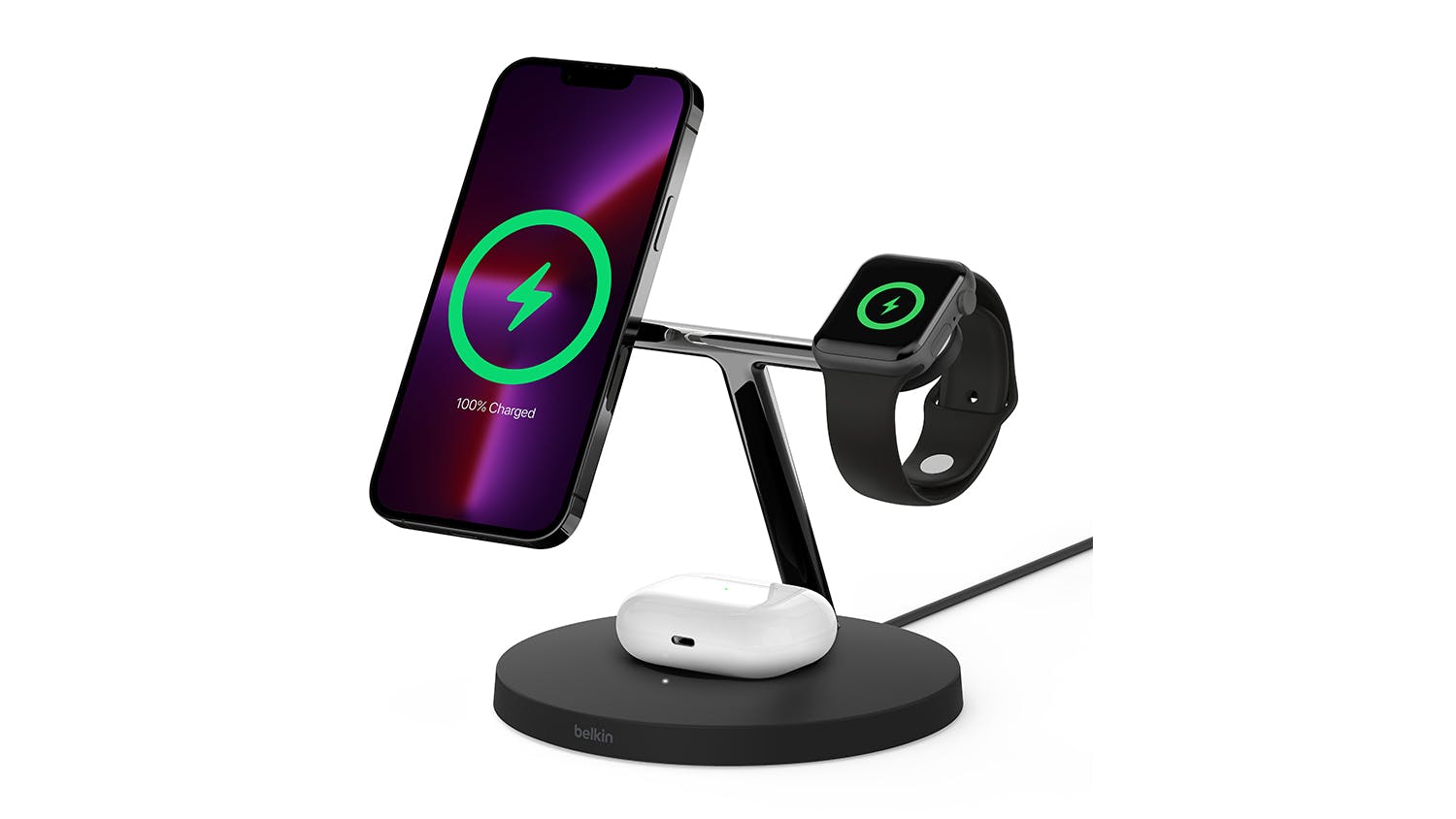 Belkin Boost Charge Pro 15W 3-in-1 Wireless Charger with MagSafe - Black