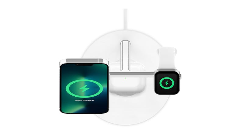 Belkin Boost Charge Pro 15W 3-in-1 Wireless Charger with MagSafe - White