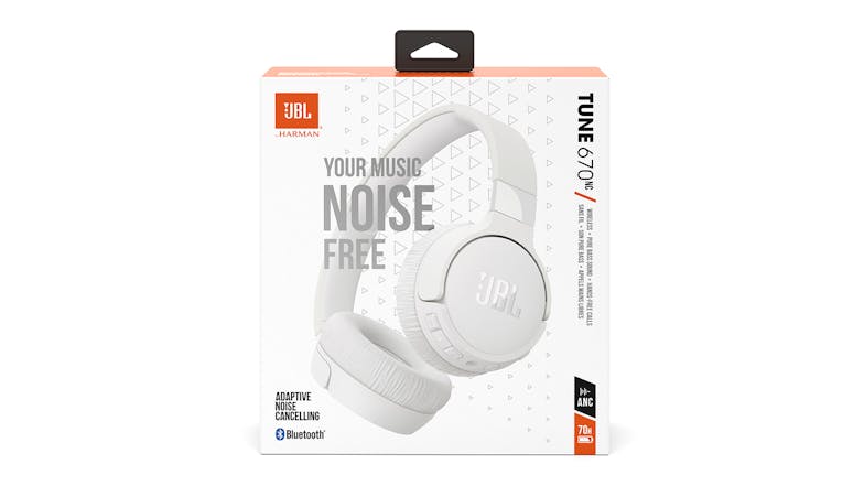 JBL TUNE 670 Adaptive Noise Cancelling Wireless On-Ear Headphones - White