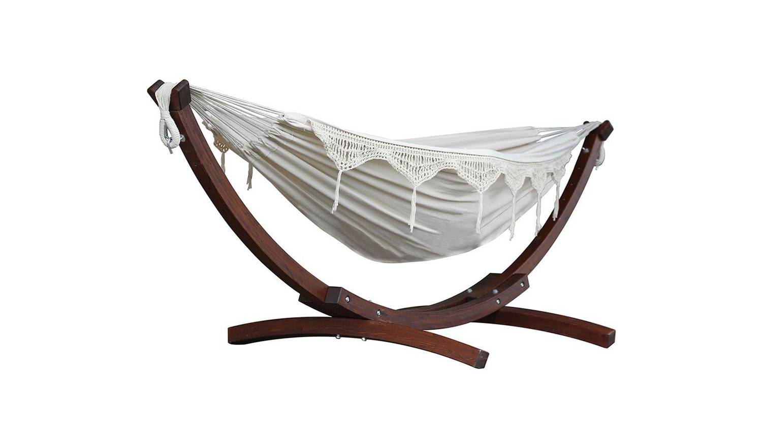 Vivere Double Cotton Hammock w/ Solid Pine Stand - Natural