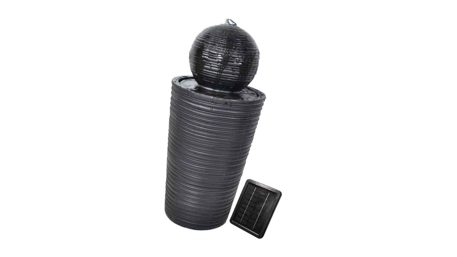 Solar Water Feature Ball Pedestal 28 x 28 x 59cm - Black