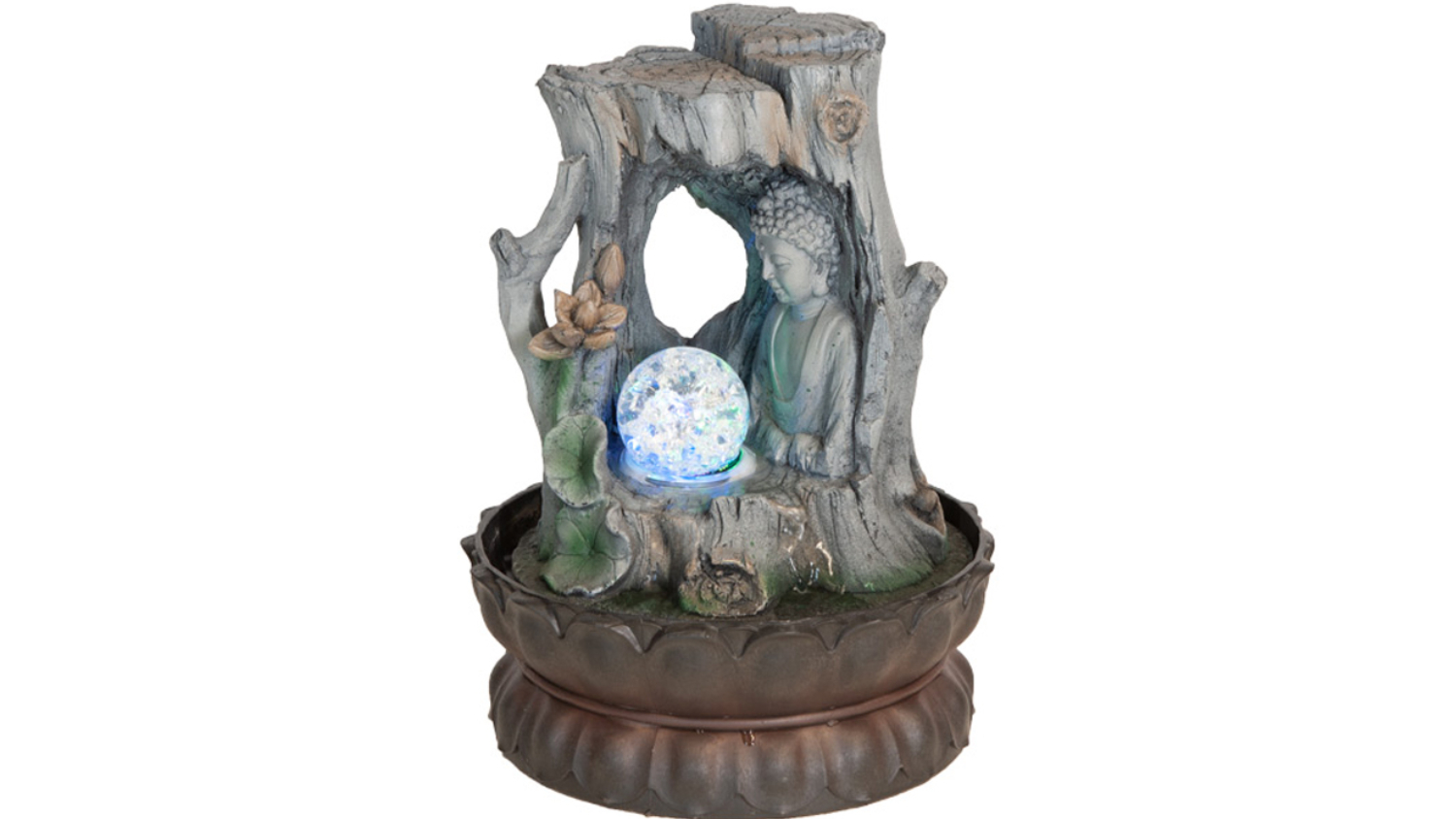 Water Feature Branch Buddha 21 x 21 x 28cm - Brown/Grey