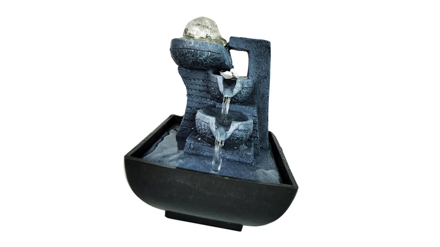 Water Feature Stone Urns 13 x 13 x 18cm - Black/Grey