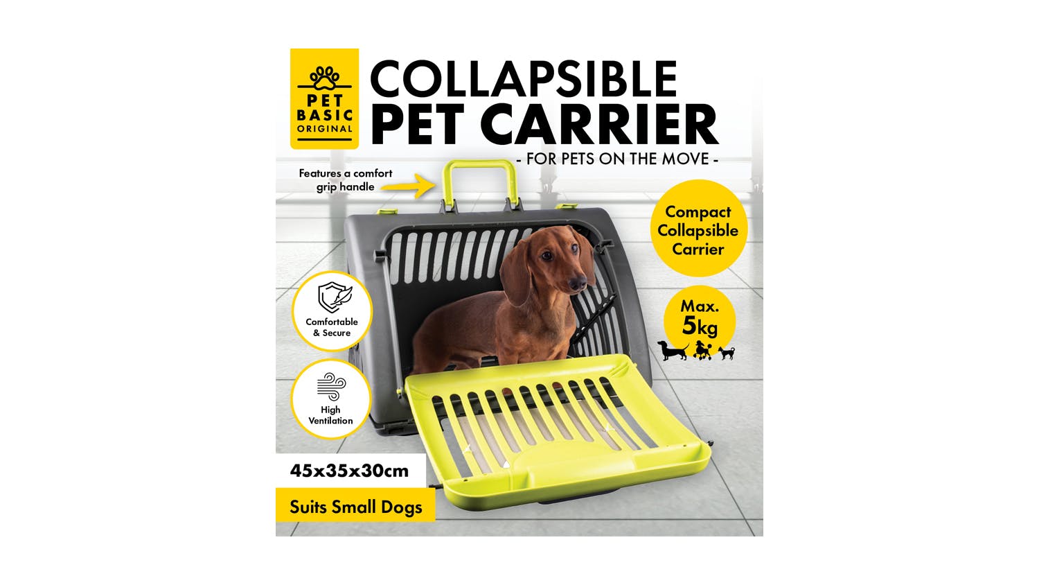 Collapsible Pet Carrier - Dog Carrier Foldable 46X36X32Cm