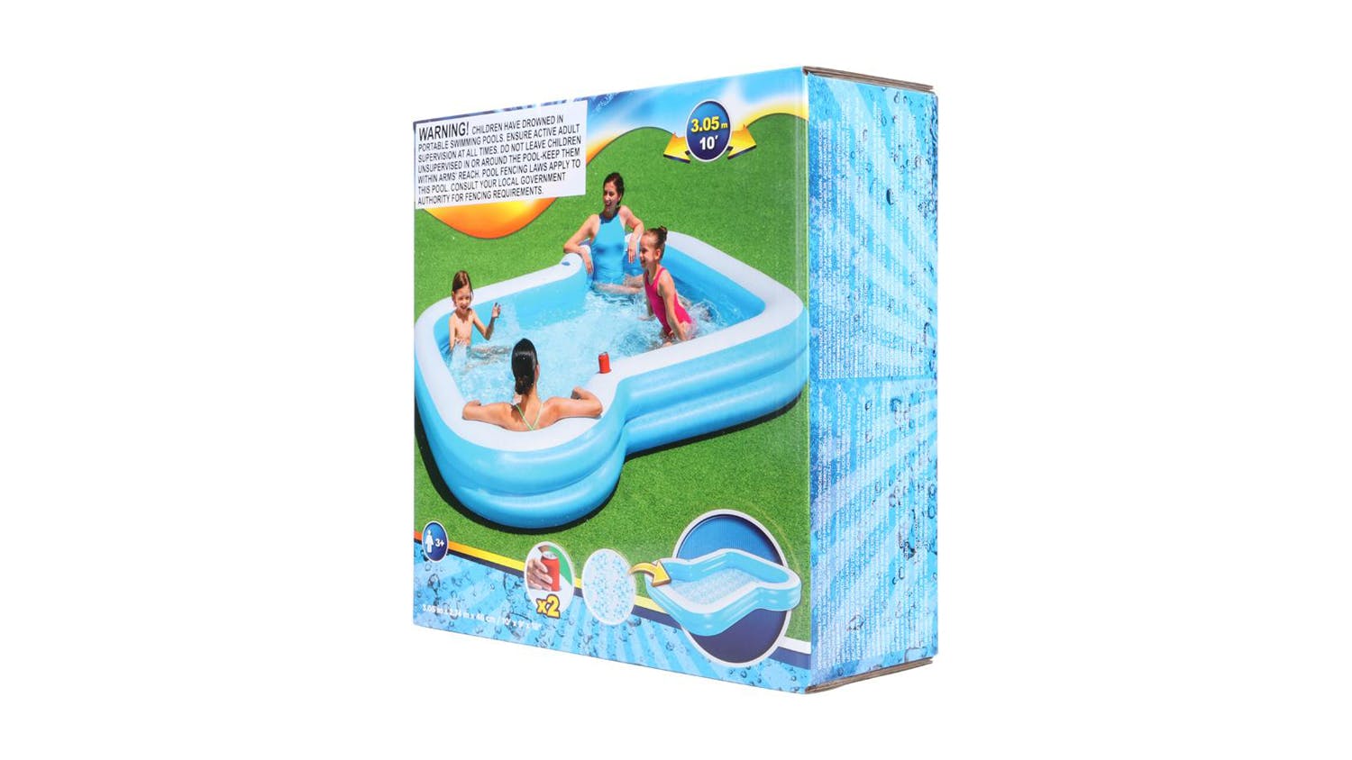 Inflatable Sunsational Family Pool - Printed Base 1207L 3.05m x 2.74m x 46cm
