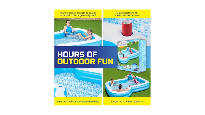 Inflatable Sunsational Family Pool - Printed Base 1207L 3.05m x 2.74m x 46cm