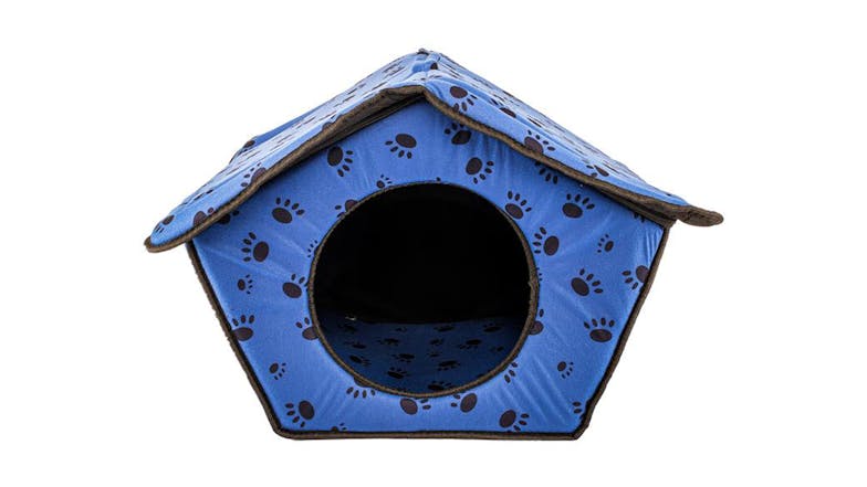 Dog Hutch Paw Print Pattern Blue - 60x43x40 Blue