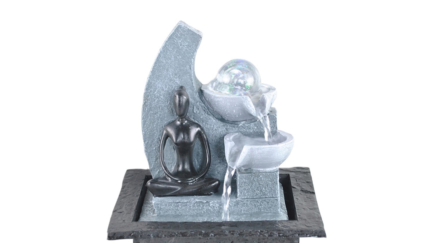 Water Feature Meditating Person 21 x 19 x 27cm - Grey