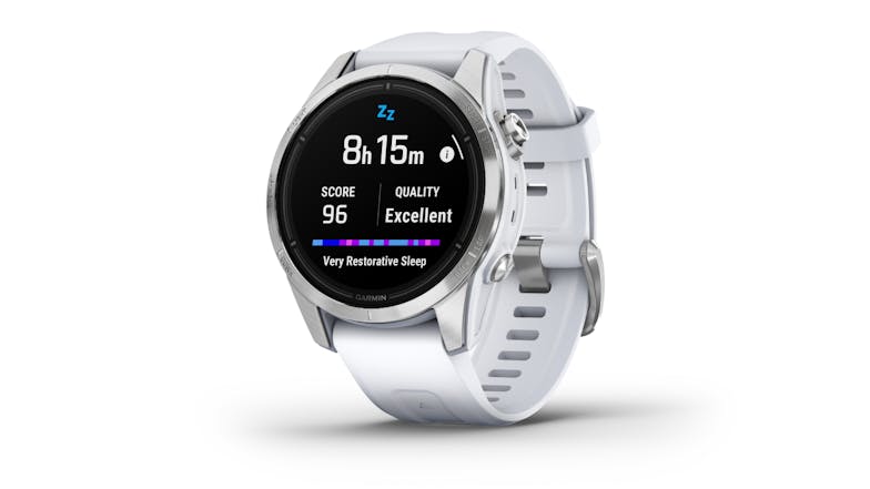 Garmin Epix Pro (Gen 2) Smartwatch - Glass Silver Stainless Steel Case with Whitestone Band  (42mm Case, Bluetooth, GPS, Standard Edition)