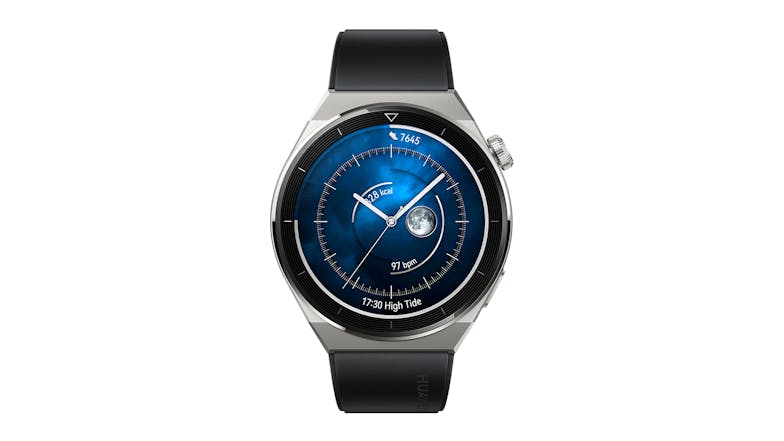 Huawei Watch GT 3 Pro Smartwatch - Titanium Case with Black Fluoroelastomer Band (46mm Case, Bluetooth, GPS)