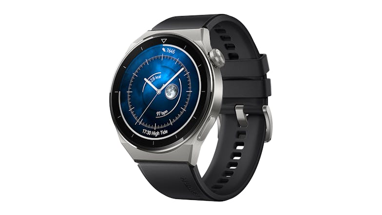 Huawei Watch GT 3 Pro Smartwatch - Titanium Case with Black Fluoroelastomer Band (46mm Case, Bluetooth, GPS)