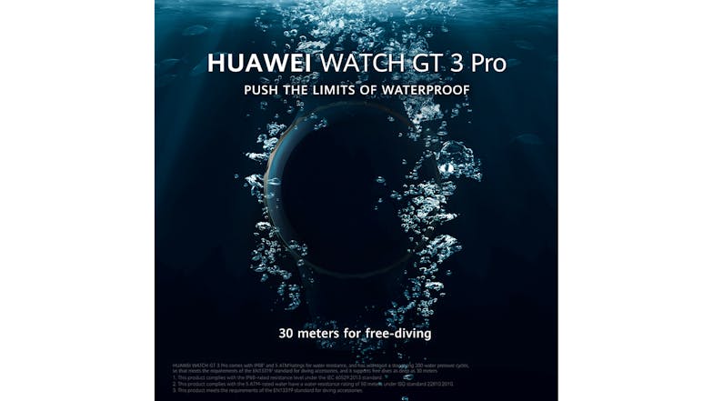 Huawei Watch GT 3 Pro Smartwatch - Titanium Case with Black Fluoroelastomer Band (46mm Case, Bluetooth, GPS)