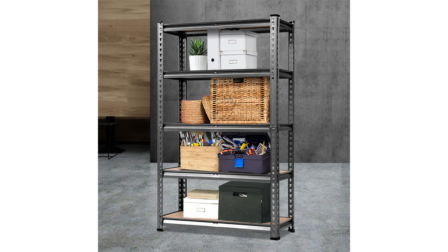 Giantz 5 Tier Steel Warehouse Shelving 70 x 30 x 150cm - Grey