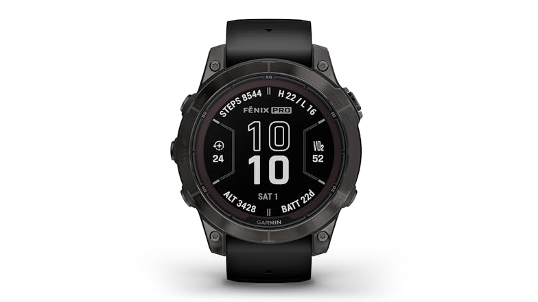 Garmin Fenix 7 Pro Smartwatch - Carbon Grey DLC Titanium with Black Band (47mm Case, Bluetooth, GPS, Sapphire Solar Edition)