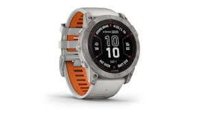 Garmin Fenix 7X Pro Smartwatch - Titanium with Fog Grey/Ember Orange Band (51mm Case, Bluetooth, GPS, Sapphire Solar Edition)