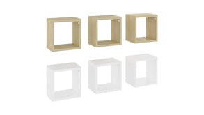 NNEVL Wall Shelves Floating Cube 6pcs. 22 x 15 x 22cm - Sonoma Oak/White