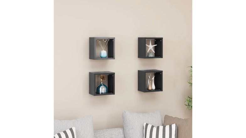 NNEVL Wall Shelves Floating Cube 4pcs. 22 x 15 x 22cm - Grey