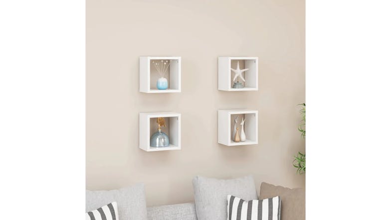 NNEVL Wall Shelves Floating Cube 4pcs. 22 x 15 x 22cm - White