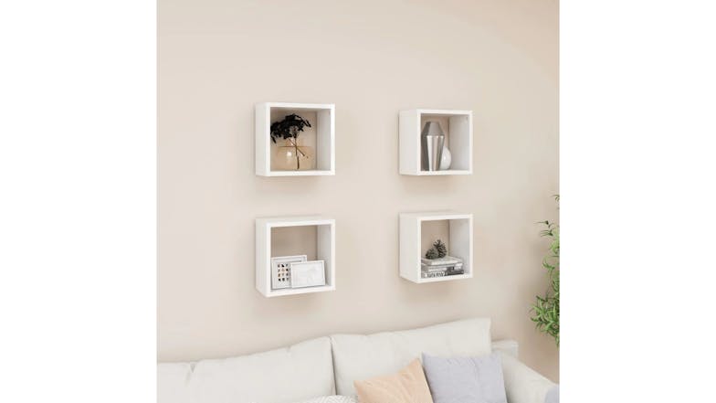 NNEVL Wall Shelves Floating Cube 4pcs. 26 x 15 x 26 - Gloss White