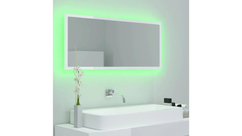 NNEVL LED Backlit Bathroom Mirror 100 x 8.5 x 37cm - Gloss White