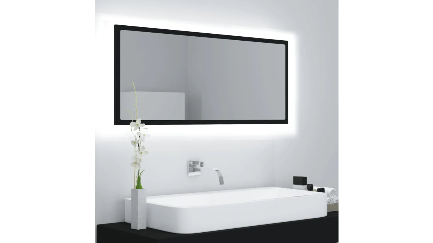 NNEVL LED Backlit Bathroom Mirror 100 x 8.5 x 37cm - Black