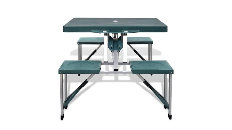 NNEVL Camping Table w/ Attached Stools Folding Extra Light - Green