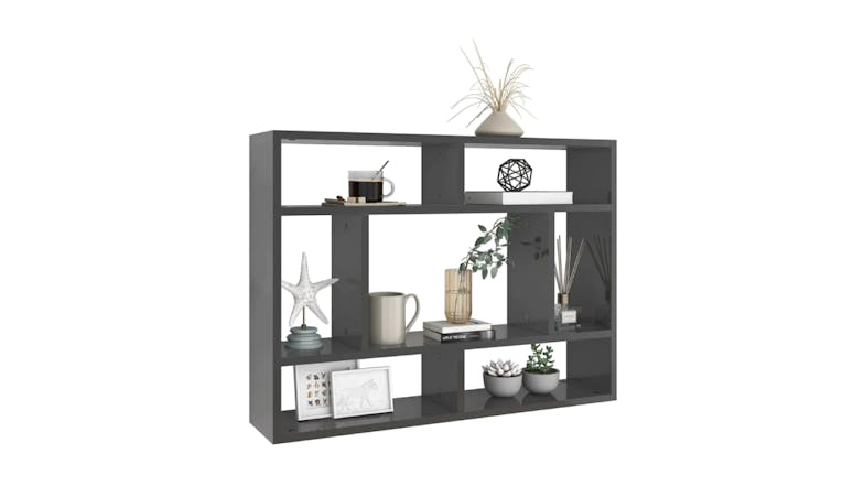 NNEVL Wall Shelves 7 Display 75 x 16 x 55cm - Gloss Grey