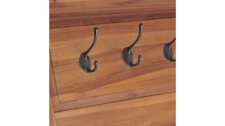 NNEVL Wall-Mounted Coat Rack w/ Shelf 80 x 16.5 x 35cm - Teak Wood