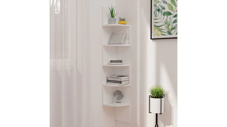NNEVL Wall Shelves Corner 19 x 19 x 123cm - Gloss White