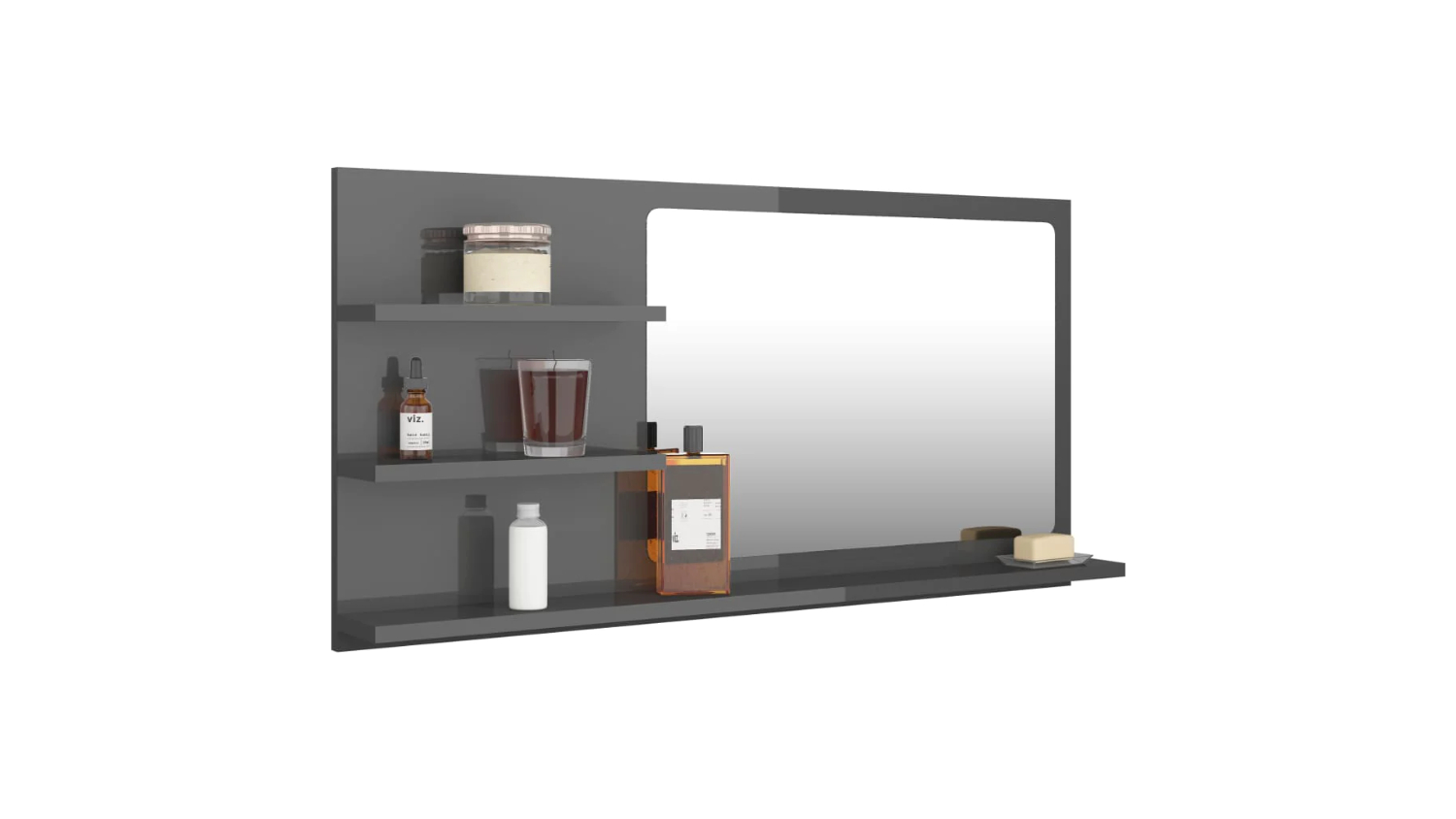 NNEVL Bathroom Mirror with Built-In Shelving 90 x 10.5 x 45cm - Gloss ...
