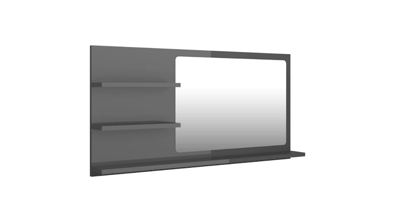 NNEVL Bathroom Mirror w/ Built-In Shelving 90x10.5x45cm Gloss Grey