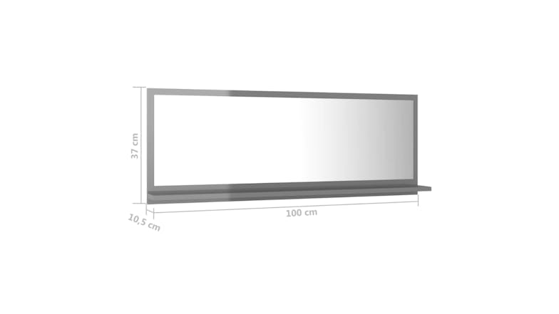 NNEVL Bathroom Mirror w/ Built-In Shelf 100x10.5x37cm Gloss Grey