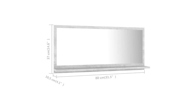 NNEVL Bathroom Mirror w/ Built-In Shelf 80 x 10.5 x 37cm - Concrete Grey