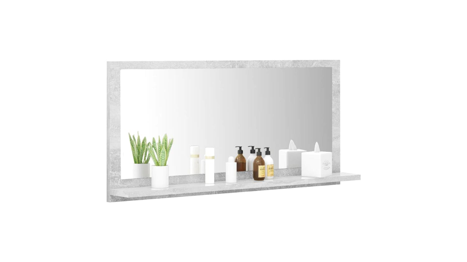 NNEVL Bathroom Mirror w/ Built-In Shelf 80 x 10.5 x 37cm - Concrete Grey