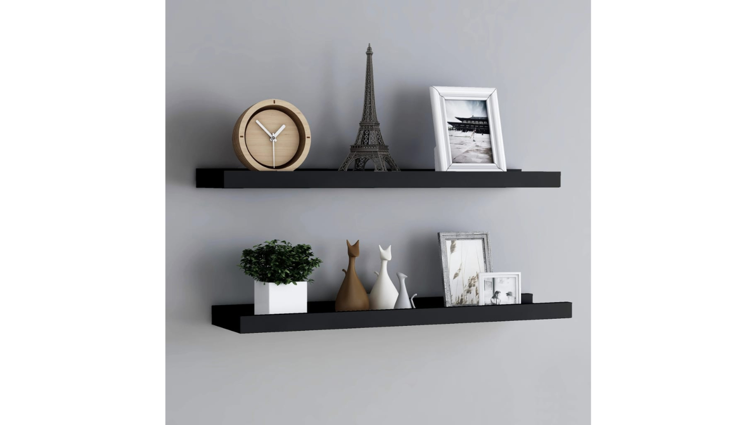 NNEVL Wall Shelves Ledge 2 pcs. 80 x 9 x 3cm Black Harvey Norman