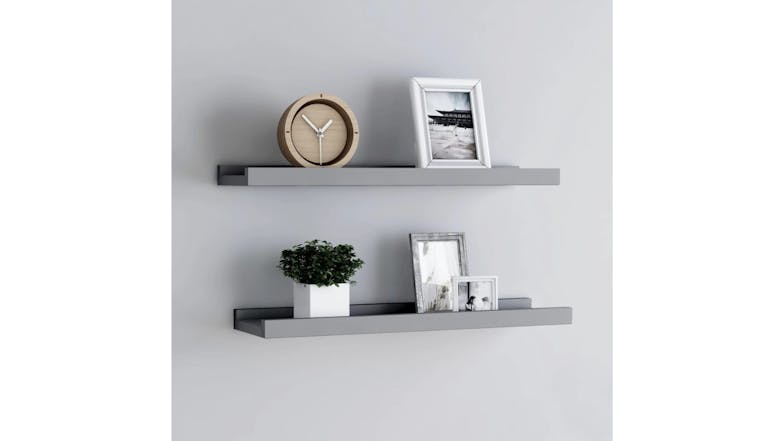 NNEVL Wall Shelves Ledge 2 pcs. 60 x 9 x 3cm - Grey