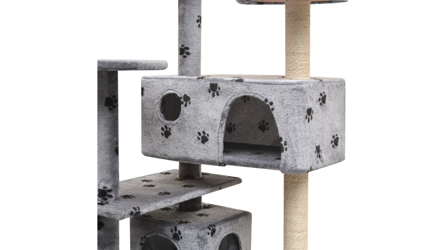 NNEVL Cat Tree w/ Scratching posts 125cm - Grey Pawprints