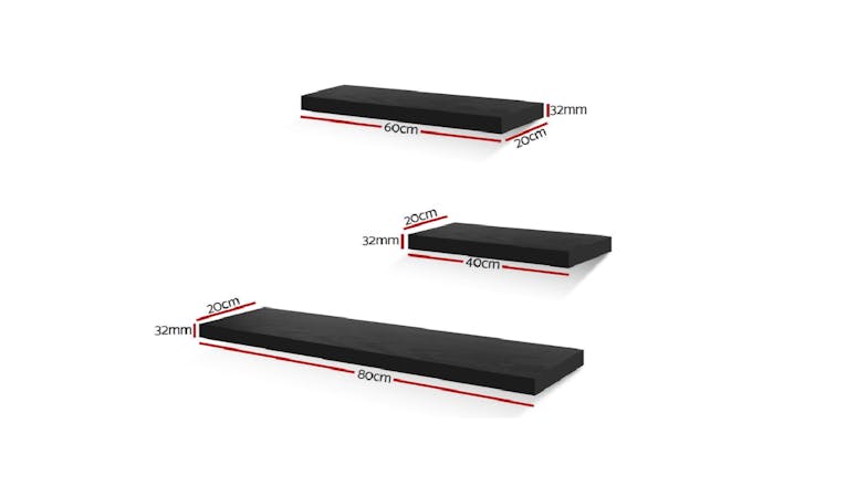 Artiss Floating Wall Shelves 3pcs - Black