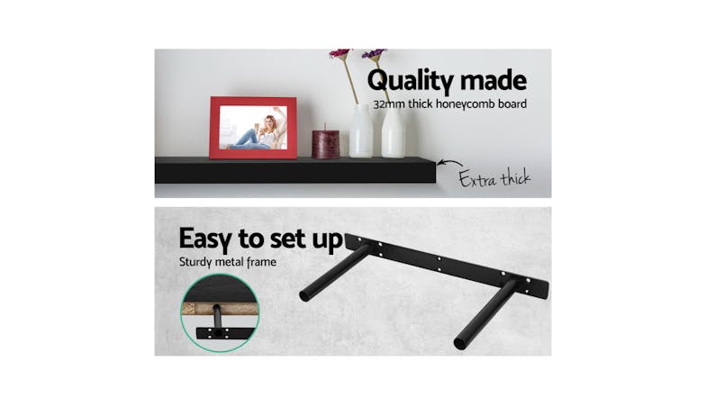 Artiss Floating Wall Shelves 3pcs - Black