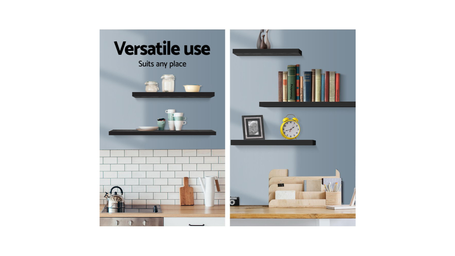 Artiss Floating Wall Shelves 3pcs Black Harvey Norman New Zealand