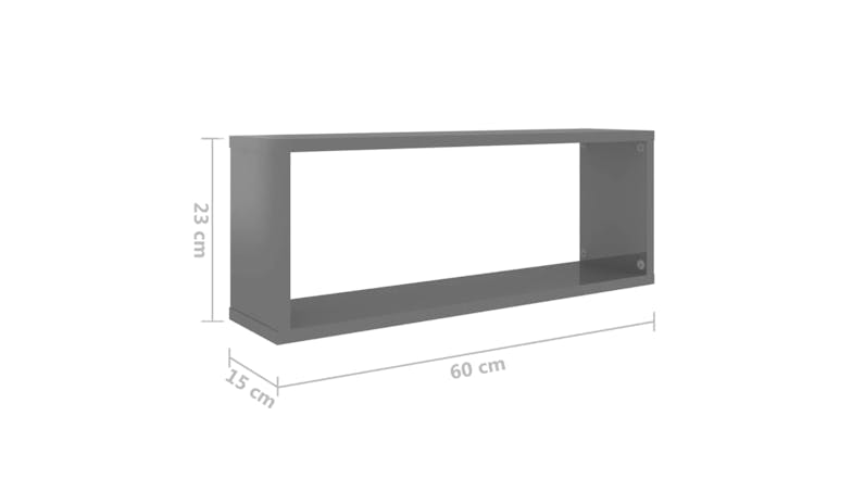 NNEVL Wall Shelves Floating Rectangle 6pcs. 60 x 15 x 33cm - Gloss Grey