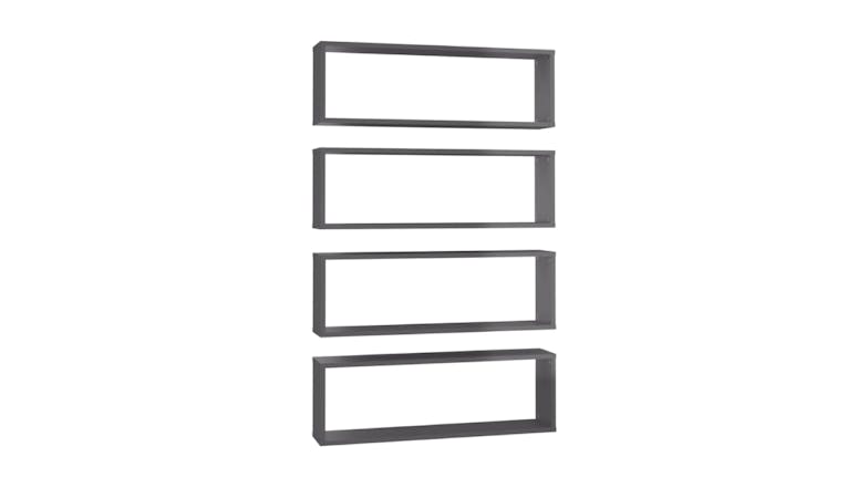NNEVL Wall Shelves Floating Rectangle 4pcs. 80 x 15 x 26.5cm - Gloss Grey