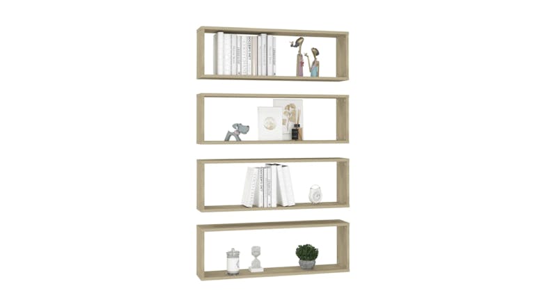 NNEVL Wall Shelves Floating Rectangle 4pcs. 80 x 15 x 26.5cm - Sonoma Oak