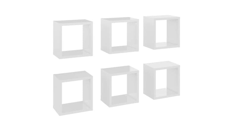NNEVL Wall Shelves Floating Cube 6pcs. 22 x 15 x 22cm - Gloss White