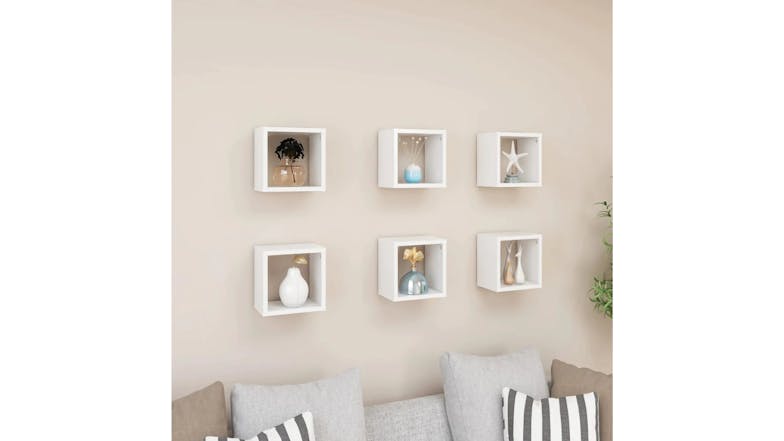 NNEVL Wall Shelves Floating Cube 6pcs. 22 x 15 x 22cm - White