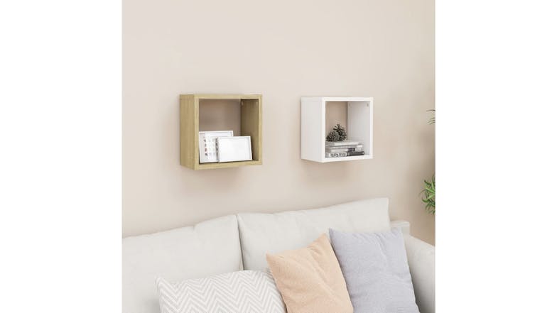 NNEVL Wall Shelves Floating Cube 2pcs. 26 x 15 x 26 - Sonoma Oak/White