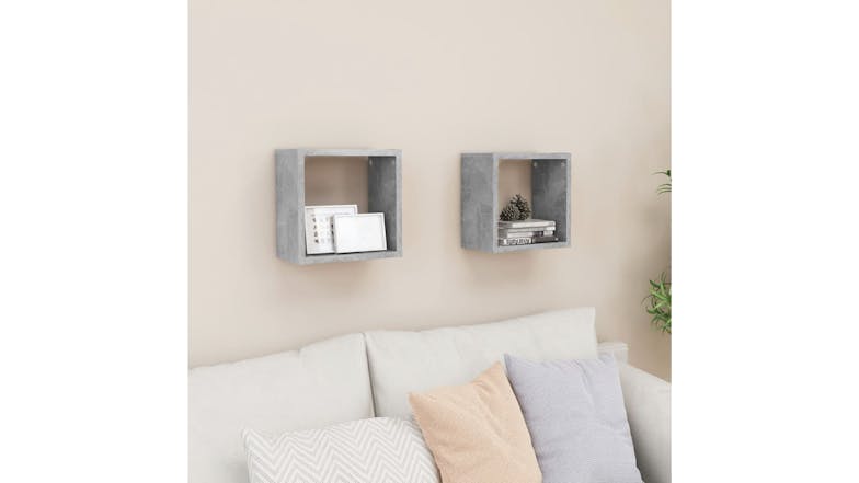 NNEVL Wall Shelves Floating Cube 2pcs. 26 x 15 x 26 - Concrete Grey