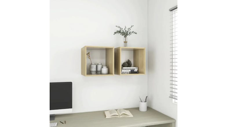 NNEVL Wall Cabinet 2pcs. 37 x 37 x 37cm - Sonoma Oak/White