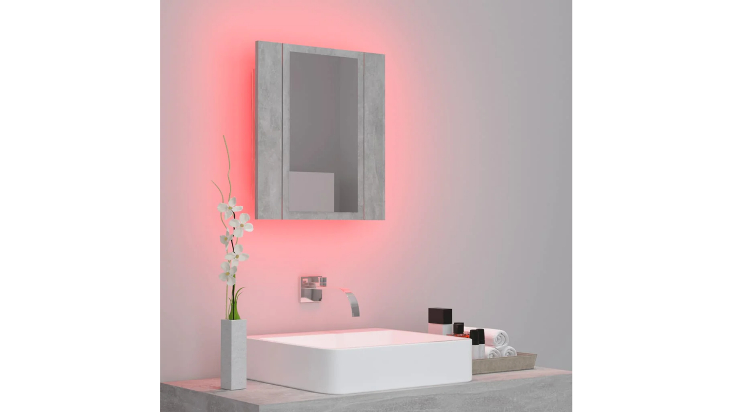 NNEVL LED Backlit Bathroom Mirror 40 x 12 x 45cm Concrete