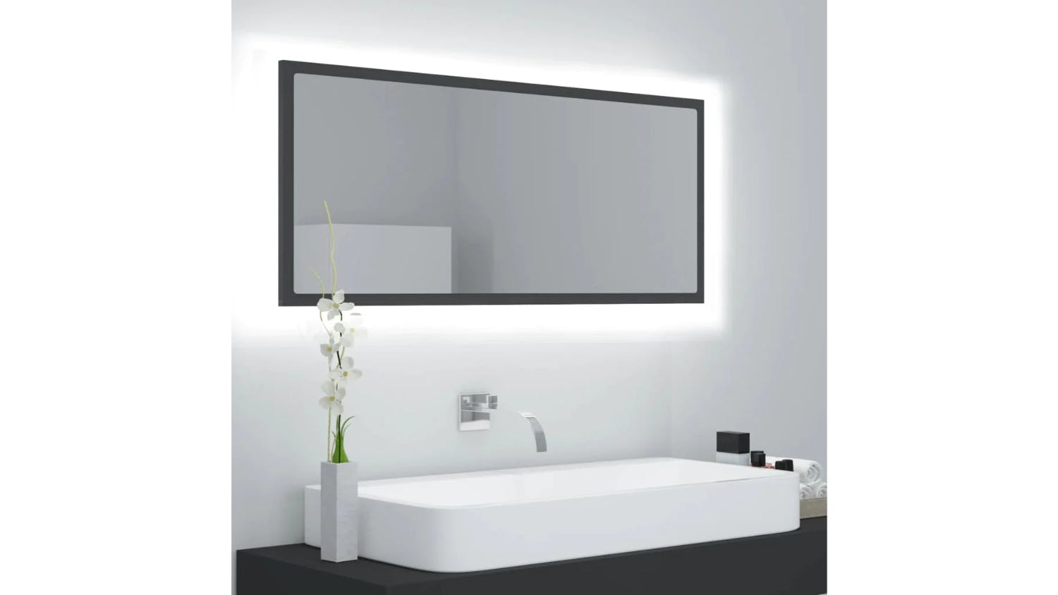 NNEVL LED Backlit Bathroom Mirror 100 x 8.5 x 37cm - Grey